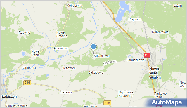 mapa Kolankowo, Kolankowo gmina Nowa Wieś Wielka na mapie Targeo